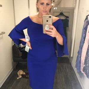 Chelsea28 Blue Boat Neck dress